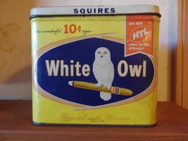 1950&#39;s White Owl Metal Cigar Tin in fair condition - $10.00