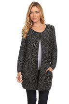 Women&#39;s Crochet Tunic-Length Cardigan Black - £37.84 GBP