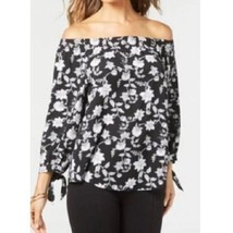 NY Collection Womens Petites PS Black White Floral Off The Shoulder Top ... - $22.53