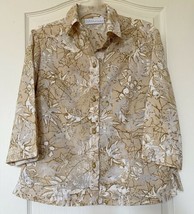 Liz Claiborne First Issue Texture Sheer S Tan Shirt Pineapple Buttons,3/... - £14.00 GBP
