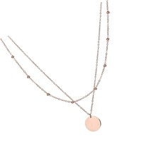 Rosegold Layered Necklace for Women - Rose Gold Coin - £35.42 GBP