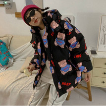 Japanese Cute Print Cotton-padded Coats Warm Thicken Loose Parkas 2023 Fashion C - £59.55 GBP
