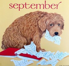 Goldendoodle Eats Homework September Dog Days Poster Calendar 14 x 11&quot; D... - $560.03 MXN