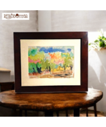Watercolor Landscape Cardboard SIGNATURE Artist With Glass Solid Wood Frame - $1,684.95 MXN