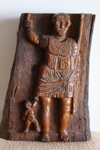 Antique Hard and Heavy Wood Carving Roman Warrior Figurine Primitive Wooden Art - £125.99 GBP