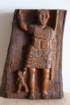 Antique Hard and Heavy Wood Carving Roman Warrior Figurine Primitive Wooden Art - £123.46 GBP