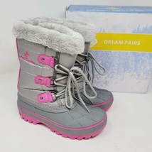 Dream Pairs Girls Ankle Boots Size 1 Winter Boots Grey Pink Forester - $23.87