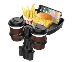 360° Rotating Dual Cup Holder Adjustable, Multifunctional Car Seat Accessory - £18.79 GBP