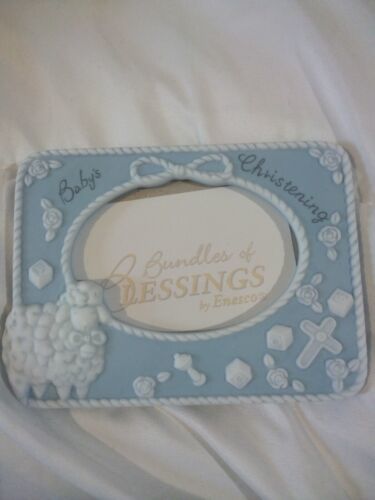 Vtg ENESCO Porcelain  Mini Baby Boy Christening Frame - $2.79
