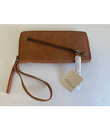 Free People Wallet Brown Distressed Vegan Wristlet Strap Zip Closer Clut... - $19.79