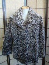 Marie Claire Chic Leopard Cheetah Faux Fur Jacket Size: Medium ~ Vintage Vegan - £43.24 GBP