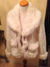 CHIC WHITE Sassy Faux Fur Jacket  Size: Medium poss Large ~Vegan Friendl... - £51.00 GBP