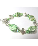 All Solid Sterling 925 Silver Toggle Clasp Glass Candy Bracelet - $39.60