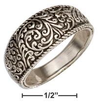 Band Ring Sterling Silver Tapered Floral Scroll Band Ring - £48.64 GBP+