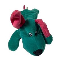 National Prize &amp; Toy Green Pink Puppy Plush Stuffed Animal 10 in Long Sewn Eyes - £11.94 GBP