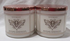Bath &amp; Body Works 3-wick Scented Candle Lot Set Of 2 Backyard Honeysuckle - £53.91 GBP