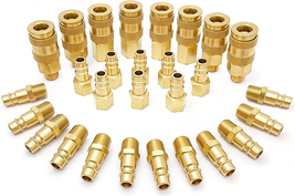High Flow Coupler &amp; Plug Kit Solid Brass Quick Connect Air Fittings Set ... - $64.41