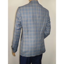 Men's Mono Turkey Sport Coat 100% Super 180s Wool 1522-02 Blue Brown Plaid image 7