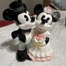 Disney Mickey &amp; Minnie Mouse  w/ Veil Bride and Groom Wedding Cake Topper - £12.55 GBP