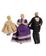 VTG Porcelain &amp;Fabric  Dollhouse Family of 3 Mother Father Daughter Doll... - £15.58 GBP