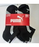 Puma Men's Socks Low Cut Large (10-13) Black Gray 6-Pairs Cushioned Shoe Sz 8-12 - £14.15 GBP