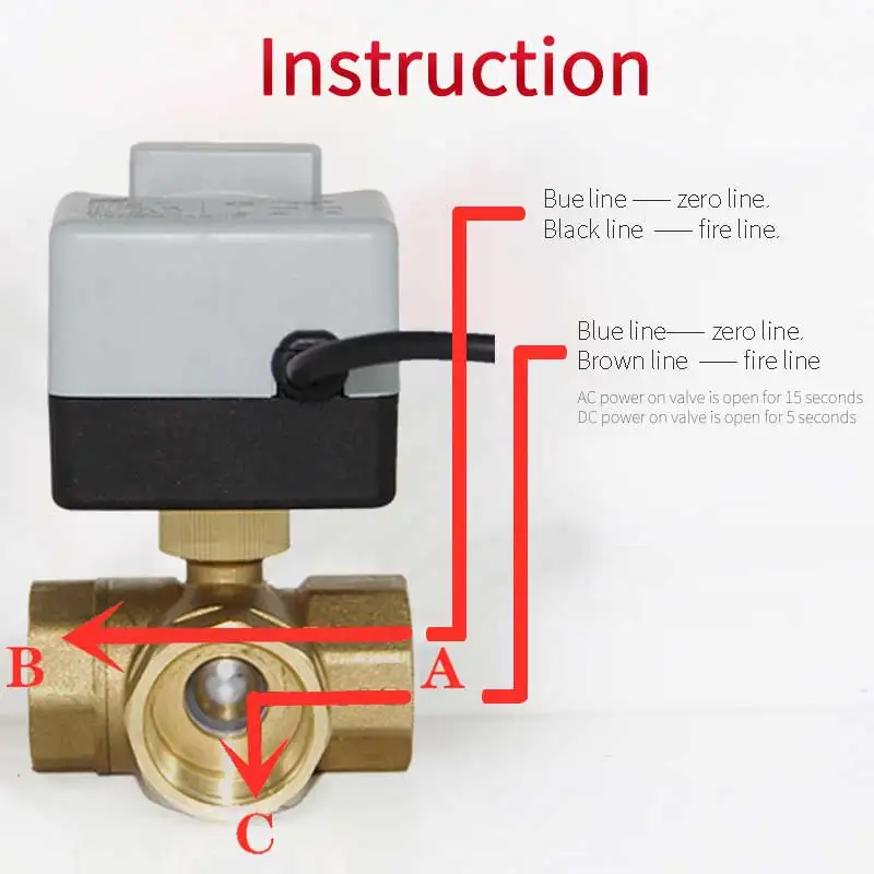 House Home AC220V 3-way electric motorized ball valve three wires two controls f - £63.94 GBP