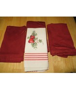 Set of 3 Cloth Crate and Barrel Napkins and Strawberry Kitchen Towel - $3.95