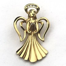 Angel Pin Gold Tone Brooch Christian Prayers Jeweled - £9.38 GBP