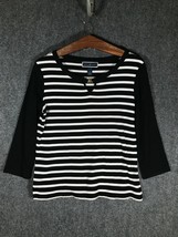 Karen Scott Shirt Medium M Long Sleeve Regular Striped Casual Wear Ladies Cute - £9.53 GBP