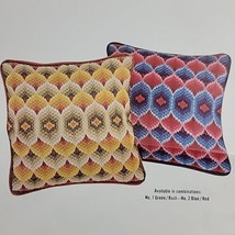 Bargello Needlepoint Pillow Kit Bucilla Pink Blue Geometric 14&quot; Square 4... - $28.95