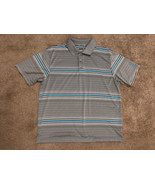 PGA PRO SERIES XL Grey with Multi Color Stripes Polyester Polo  - £16.32 GBP