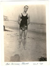 Rare Antique American Swimsuit Beach! Man in Tank Top Suit Snapshot Photo! - $13.10