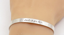 FAR FETCHED 925 Silver - Do What You Love Etched Quote Cuff Bracelet - BT2704 - $57.05