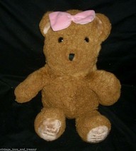 16&quot; Vintage Luv Bunch 1986 Brown Teddy Bear Stuffed Animal Plush Toy Pink Bow - £26.57 GBP