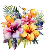 Counted Cross Stitch Hawaiian Tropical Flowers Digital Download - $12.50+