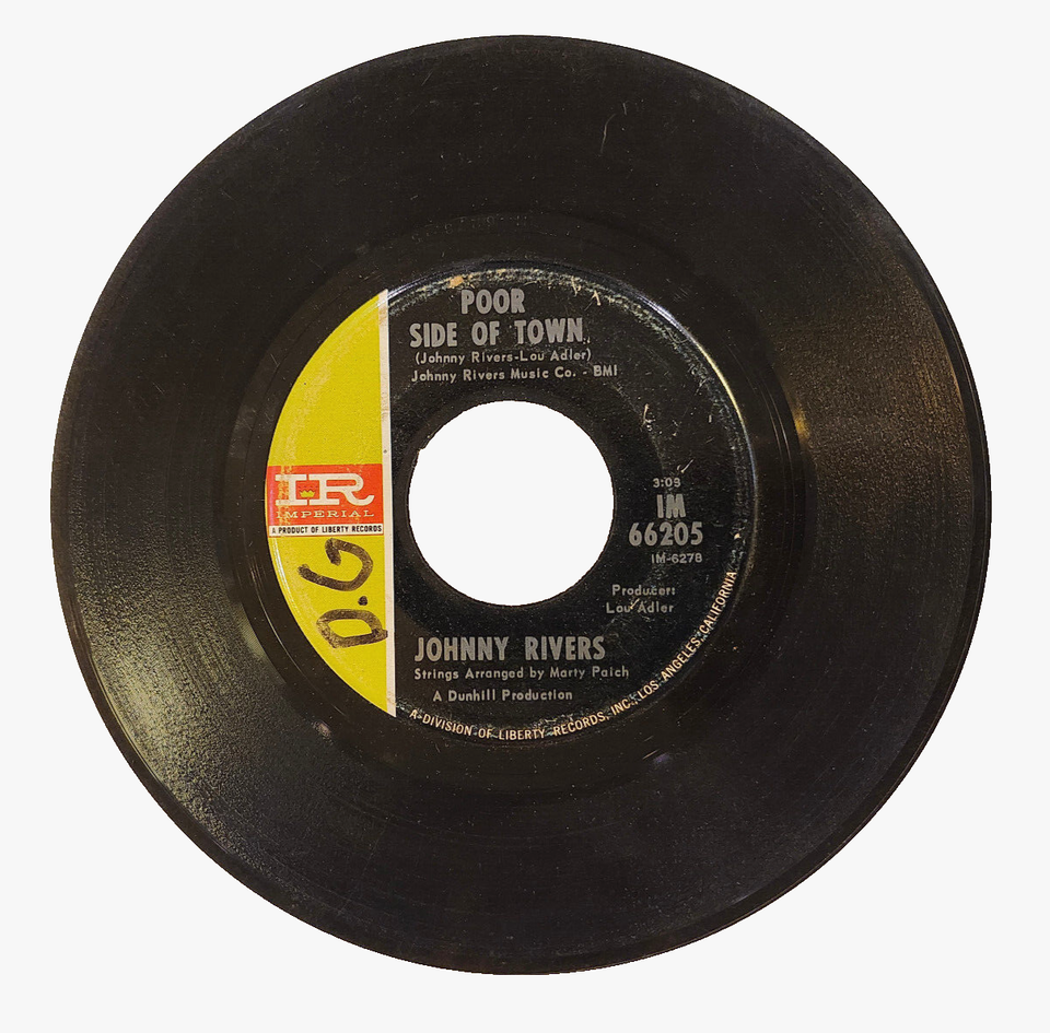 Johnny Rivers Poor Side Of Town 7&quot; Vinyl Record 1966 Imperial IM 66205 D... - $0.98