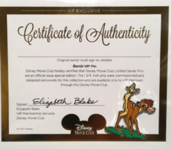 *Bambi Disney Movie Club Pin VIP With Certificate Of Authenticity NEW - £7.81 GBP