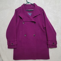 Andrew Marc Womens Coat Sz 6 Wool Double Breasted Peacoat Purple 75022 - £101.35 GBP