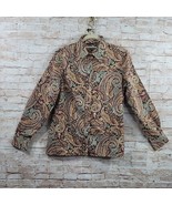 Vintage Womans Blouse Paisley Size 14 Brown Paisley 70&#39;s 80&#39;s Button Shi... - $13.73