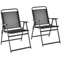 Set of 2/4/6 Outdoor Folding Chairs with Breathable Seat-Set of 2 - Colo... - £102.68 GBP