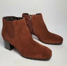 Aquatalia Charlotte Brown Rust Suede Leather Ankle Bootie Size 9 - $140.25