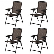 4 Pieces Folding Dining Chairs with Smooth Armrests and Sling Back - Col... - €161,19 EUR