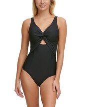 MSRP $108 Dkny Peek-A-Boo Twist One-Piece Womens Black Size 6 - £30.37 GBP