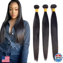 #1B Human Hair Bundles Straight Bundles 26 26 26 Inch Natural Color Stra... - $69.90