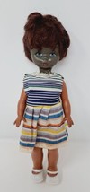 Vintage African American Baby Doll 11.5&quot; Made in Hong Kong Blue Eyes Dress Shoes - £4.67 GBP