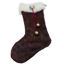 Handmade Cowhide Brown Christmas Stocking Rabbit Fur 20&quot; Western Cowgirl... - $76.50