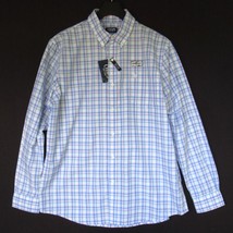 Chaps Men&#39;s L/S Check Plaid Shirt Easy Care Marina Blue Multi Size XL - £18.54 GBP