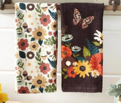Wildflower Kitchen Towels Flowers Autumn Leaves Butterfly 16 x 26-in Cot... - $12.95