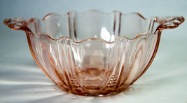 Anchor Hocking Oyster &amp; Pearl Pink Bon Bon Candy Dish 2 Handles Depression Glass - £7.86 GBP