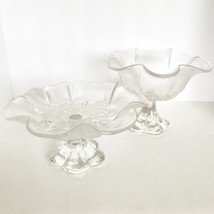Vintage Mikasa Bianca Rosella Dogwood Frosted Clear Glass Hostess Servin... - £39.11 GBP